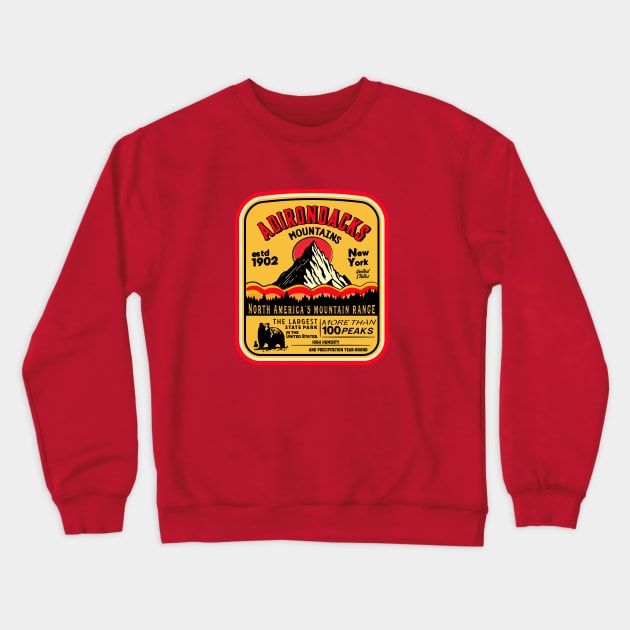 Adirondack Mountains (ADK) Aged Look Crewneck Sweatshirt by Alexander Luminova